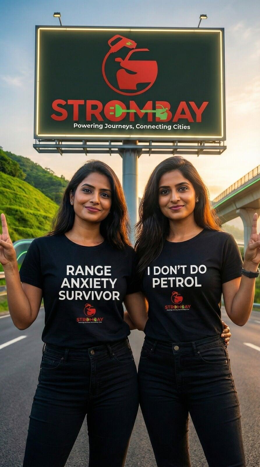 A sleek electric vehicle (EV) connected to an ultra-fast StromBay charging station, illustrating the premium and efficient charging experience