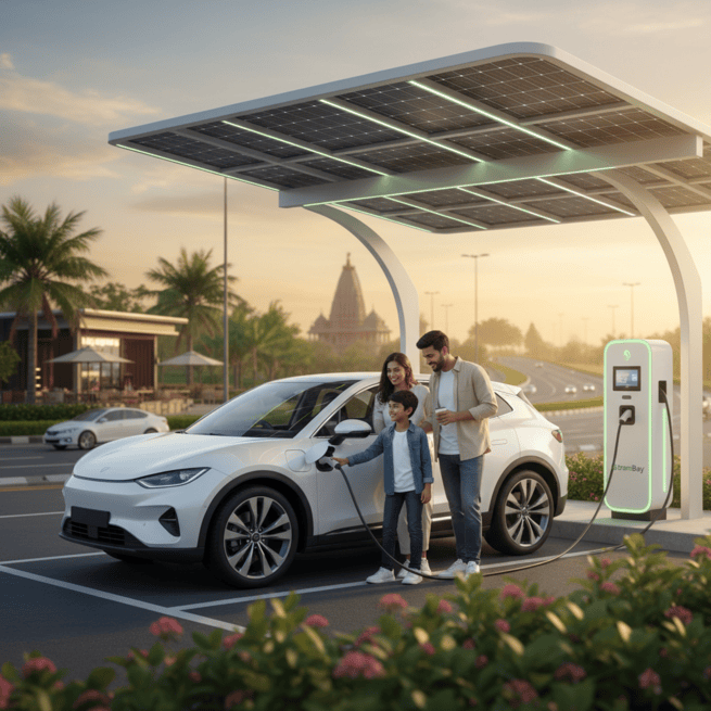 Image showing the simple, streamlined process of using a StromBay ultra-fast charger, highlighting the company's commitment to unmatched convenience
